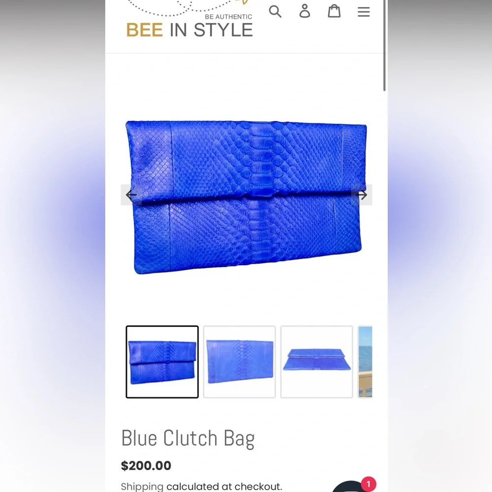 Chic Blue Real Python Clutch - Picture 6 of 6